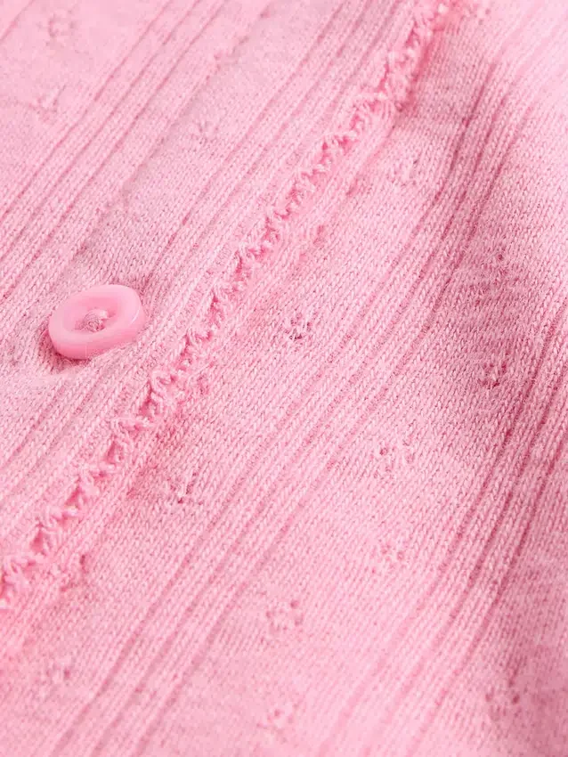 Blusa de punto acanalado con diseño de punto calado para bebés y niños pequeños