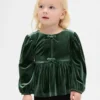 Blusa de terciopelo con moño para bebés y niños pequeños
