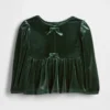 Blusa de terciopelo con moño para bebés y niños pequeños