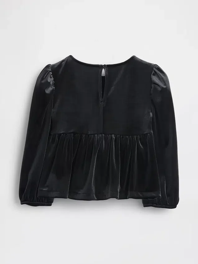 Blusa de terciopelo con moño para bebés y niños pequeños