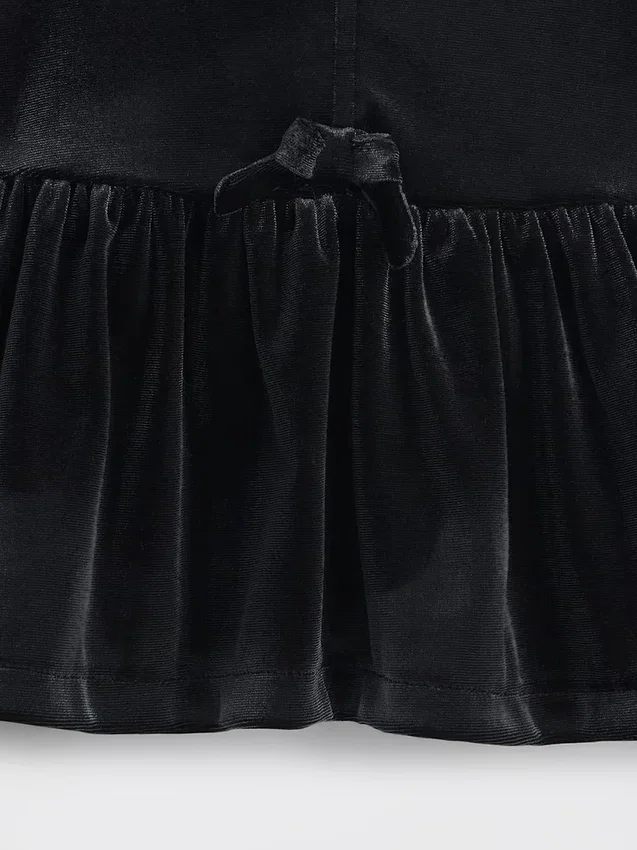 Blusa de terciopelo con moño para bebés y niños pequeños