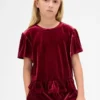 Blusa de terciopelo con peplum para niños