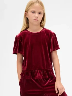 Blusa de terciopelo con peplum para niños