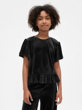 Blusa de terciopelo con peplum para niños