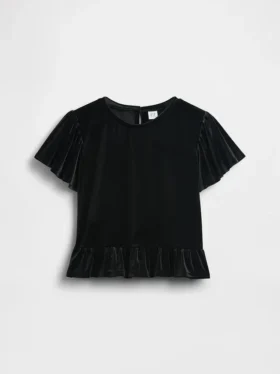 Blusa de terciopelo con peplum para niños