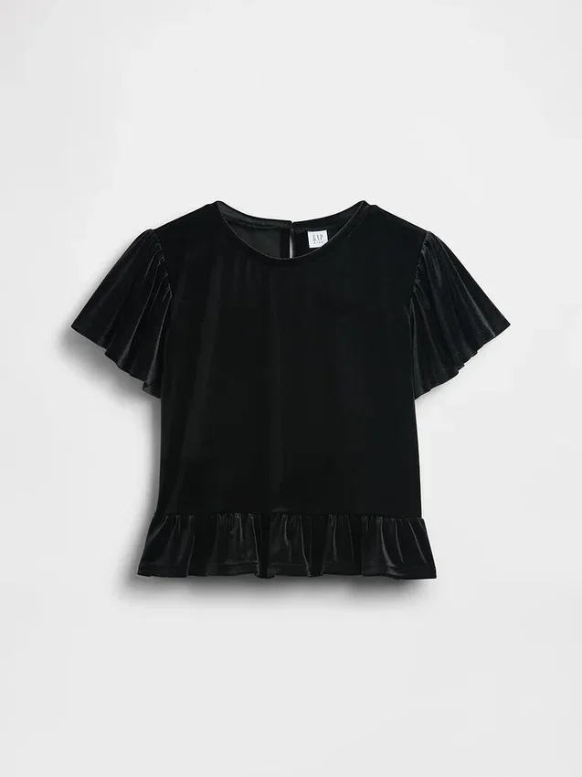 Blusa de terciopelo con peplum para niños