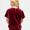 Blusa de terciopelo con peplum para niños