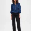 Blusa de voile con ribete de encaje