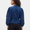 Blusa de voile con ribete de encaje