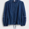 Blusa de voile con ribete de encaje