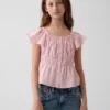 Blusa infantil con mangas con volantes y botones al frente