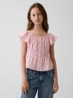 Blusa infantil con mangas con volantes y botones al frente