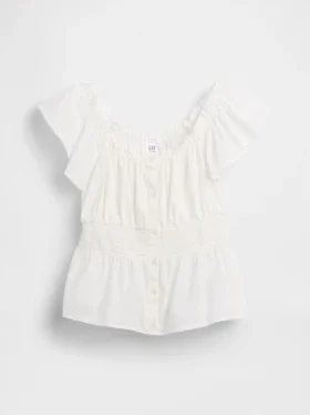 Blusa infantil con mangas con volantes y botones al frente