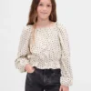 Blusa infantil con peplum arrugado