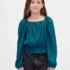 Blusa infantil con peplum arrugado