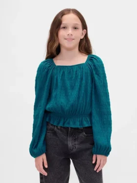 Blusa infantil con peplum arrugado