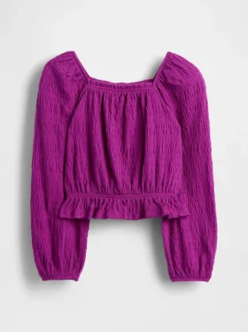 Blusa infantil con peplum arrugado