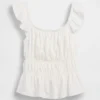 Blusa infantil con peplum, mangas con volantes y fruncido