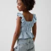 Blusa infantil con peplum, mangas con volantes y fruncido