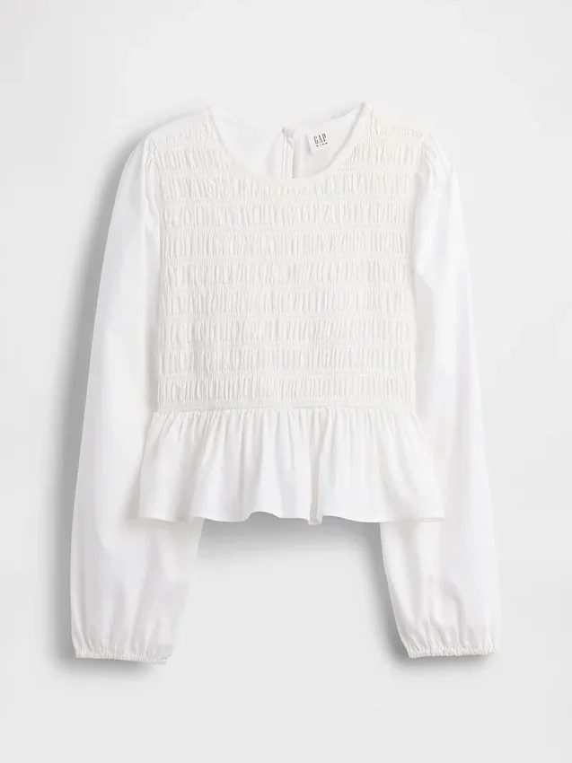 Blusa infantil con peplum y fruncidos