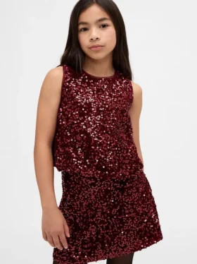 Blusa infantil con volantes y lentejuelas