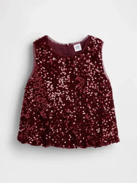 Blusa infantil con volantes y lentejuelas