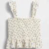 Blusa infantil de gasa de algodón con peplum fruncido