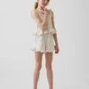 Blusa infantil de gasa de algodón con peplum fruncido
