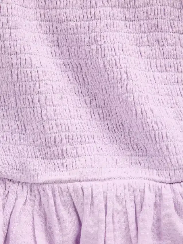 Blusa infantil de gasa de algodón con peplum fruncido