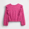 Blusa infantil de punto arrugado con volantes