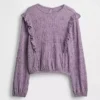Blusa infantil de punto arrugado con volantes