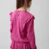 Blusa infantil de punto arrugado con volantes