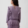 Blusa infantil de punto arrugado con volantes