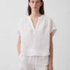 Blusa oversize de gasa de algodón con cuello abierto
