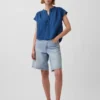 Blusa oversize de gasa de algodón con cuello abierto
