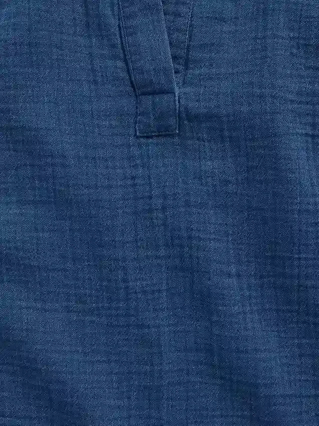 Blusa oversize de gasa de algodón con cuello abierto