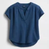 Blusa oversize de gasa de algodón con cuello abierto