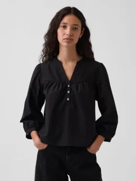 Blusa sin botones de popelín