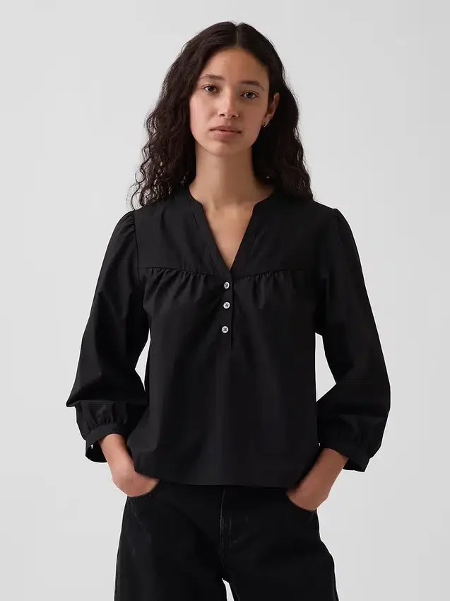 Blusa sin botones de popelín