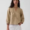 Blusa sin botones de popelín