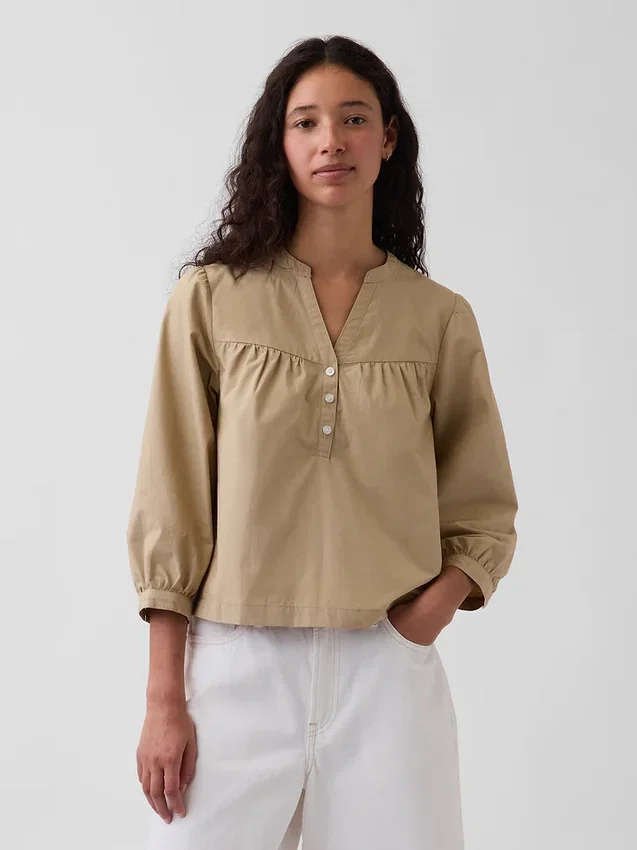 Blusa sin botones de popelín