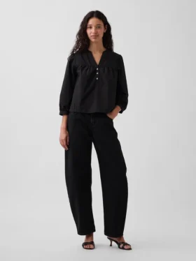 Blusa sin botones de popelín