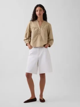 Blusa sin botones de popelín