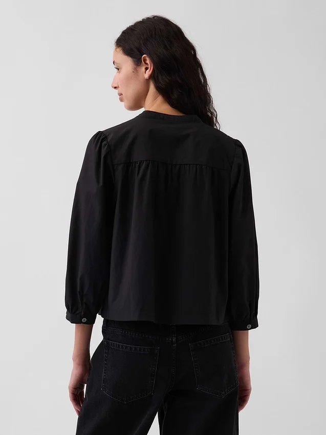 Blusa sin botones de popelín