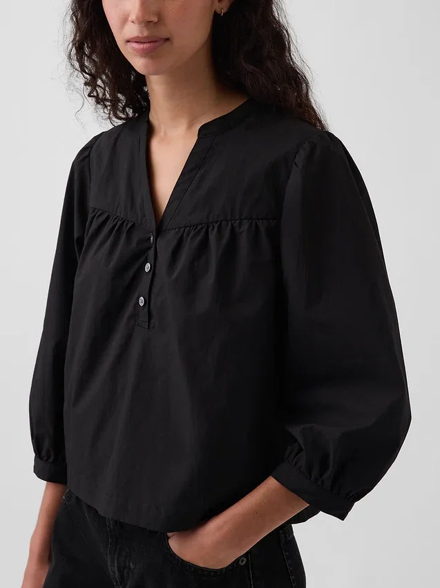 Blusa sin botones de popelín
