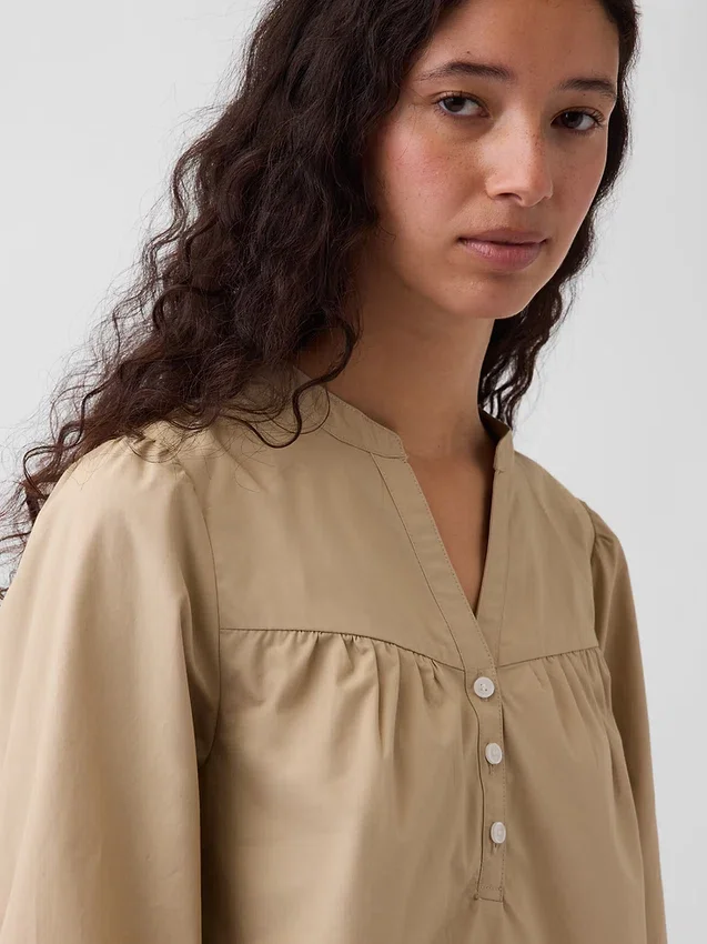 Blusa sin botones de popelín