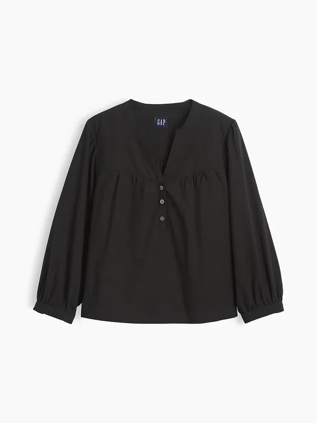 Blusa sin botones de popelín
