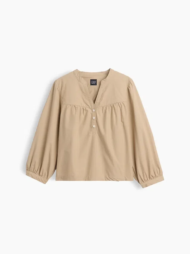 Blusa sin botones de popelín