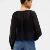 Blusa transparente con botones al frente