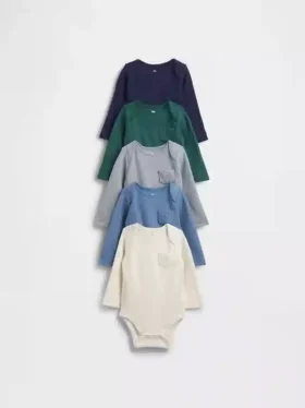 Body con bolsillo de tejido tipo waffle Softspun de Baby First Favorites (paquete de 5)